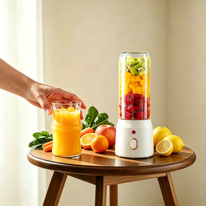 Portable Fruit Juicer Blenders Outdoor Personal Electric Mini Bottle Home USB Charge 10 Blades Double Cup Juicer Machine