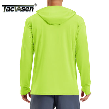 TACVASEN Men's Full Zip UPF 50+ Sun Protection Jacket, Lightweight Hooded Fishing Shirt with 4 Pockets & Thumbholes, Breathable