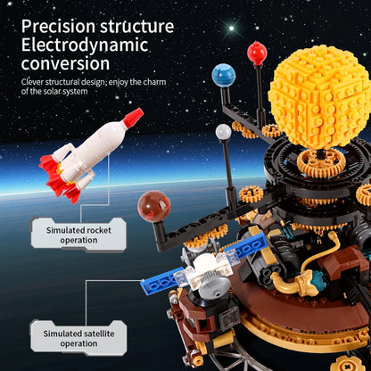 946PCS Electric Solar System Planetarium MOC Building Blocks DIY STEM Educational Home Decor Toy Kids Birthday Gift
