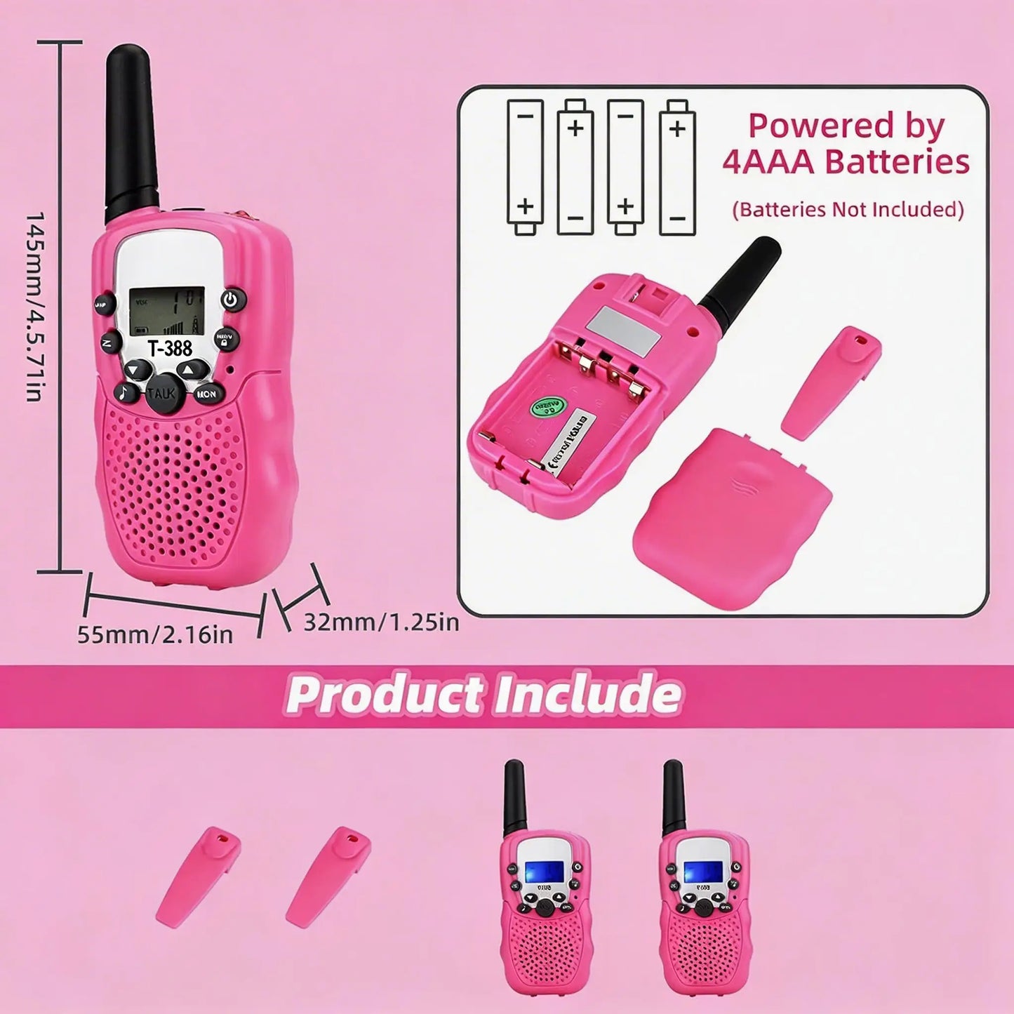 3KM Kids Walkie Talkies, Easter Basket Stuffers & Gifts for Kids, Toys for Boys and Girls Ages 3-12(Batteries Not Included)