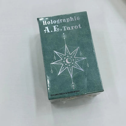 12*7cm Holographic A.E. Tarot Deck In Sliding Rigid Gift Box 78 Pcs Tarot Cards with Guidebook and Drawstring Pouch