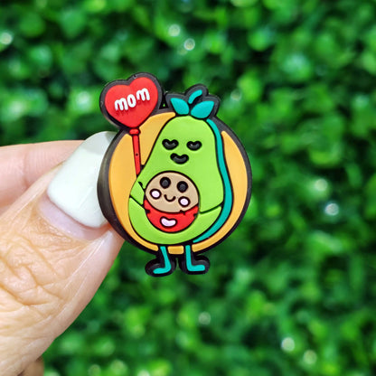 New 1-100pcs Cartoon Fruit Avocado Mom Love Guitar PVC Shoe Charms Accessories Hole Slippers Decorations Kids Birthday Present