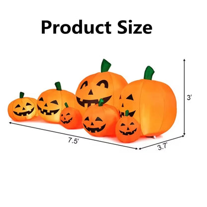 2.2M/7.5FT Inflatable Toy Halloween Pumpkin Pile Outdoor Decoration Halloween Festival 7 Pumpkins Built-in LED Light Garden Prop