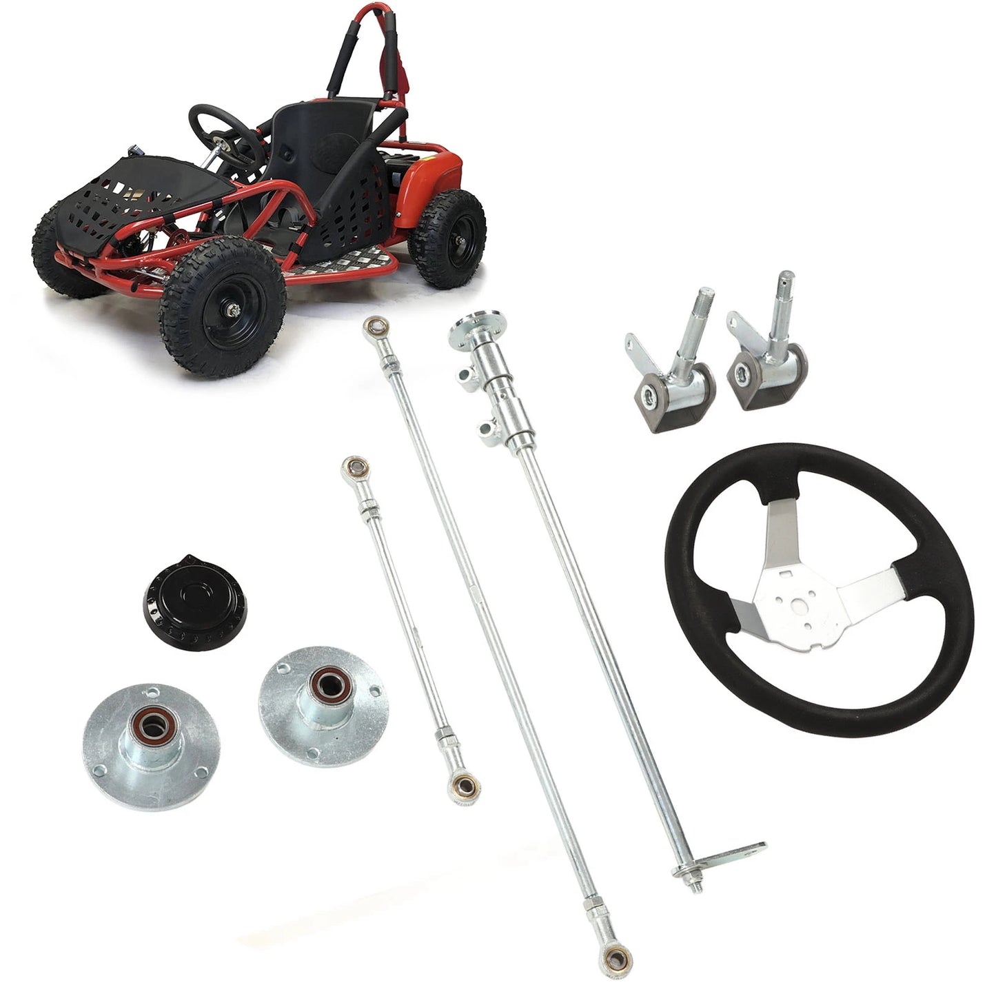 Tie Rod Ball Joint Kit Heavy Duty Smooth  300mm Go Karts Front Steering Wheel Kit Better Grip for 150cc‑250cc Engine