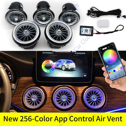 256 Colour LED Vents For Mercedes Benz C Class W205 W447 W213 W156 W117 W176 Bluetooth APP Control Car Nozzle Turbine Air Outlet