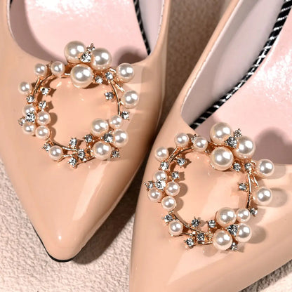 1Pair Wedding Shoes Decorations Pearl Shoes Clip High Heel Shiny Clips Charm Buckle Rhinestone Brooch Bride Pendant Accessories