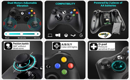 Wireless Gamepad Controller 2.4GHz ,Dual-Vibration Turbo Function ,For Xbox 360/360 Slim/Pc Game Controller Joystick