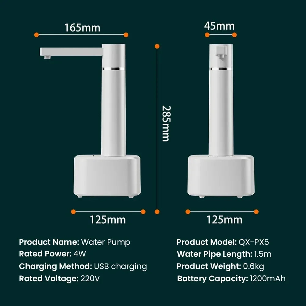 ZaiXiao Electric Water Gallon Pump Automatic Water Bottle Pump Dispenser Desktop 4W Rechargeable Water Pump Dispenser With Stand