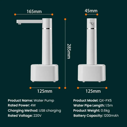 ZaiXiao Electric Water Gallon Pump Automatic Water Bottle Pump Dispenser Desktop 4W Rechargeable Water Pump Dispenser With Stand