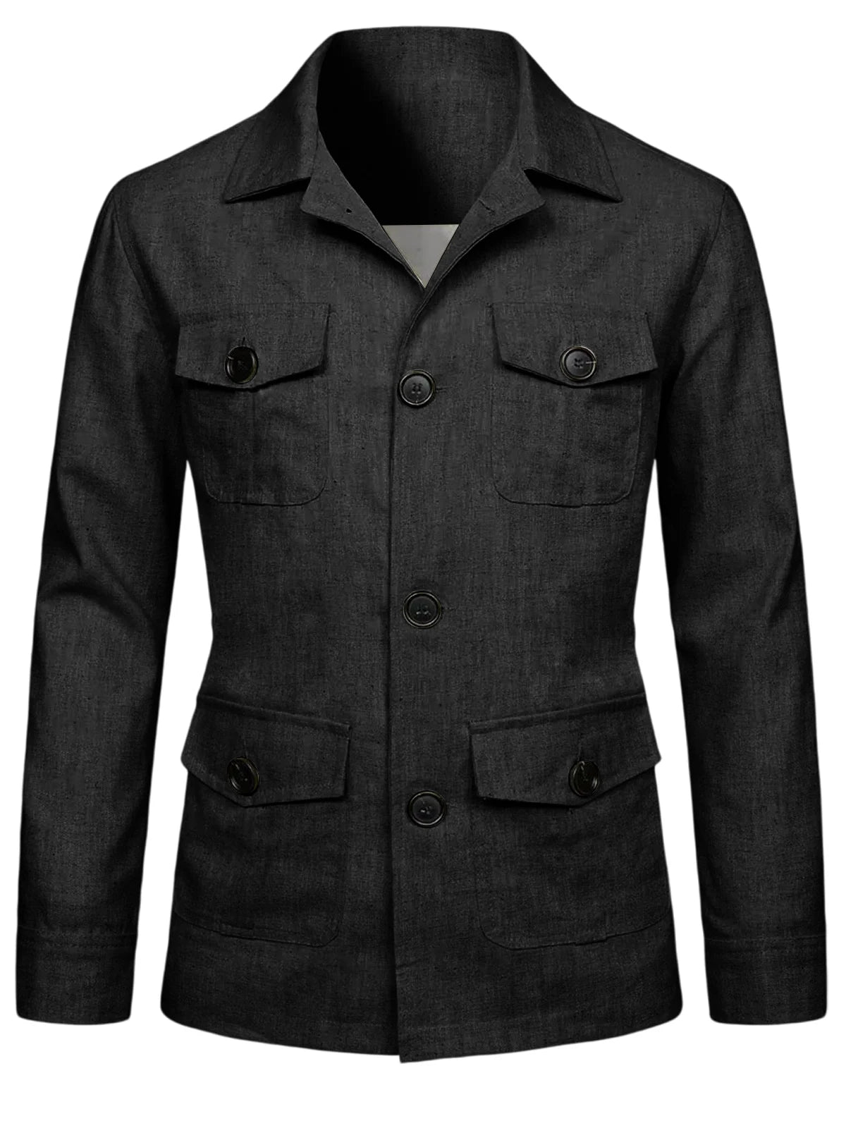 Men's Linen Blend Safari Jacket Retro British Style Multi-Pocket Workwear Coat Business Casual Suit Blazer for Spring Summer