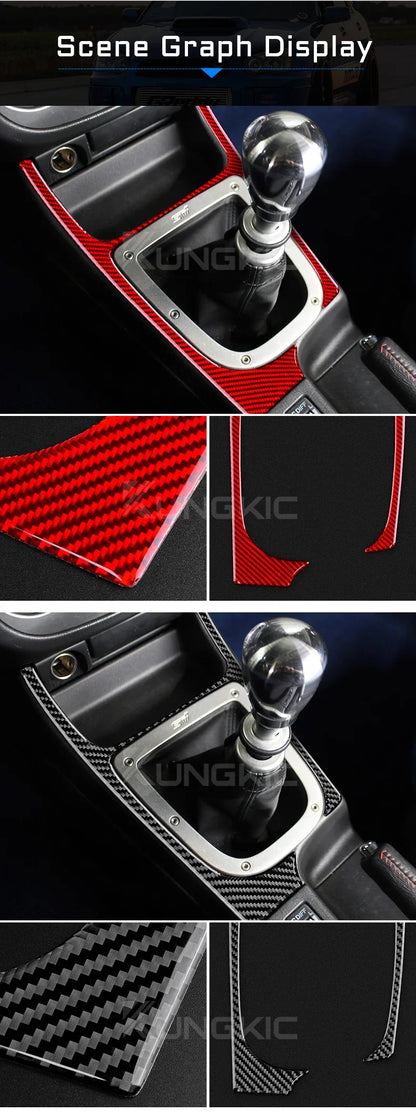 For Subaru Impreza WRX STI 2002-2004 Manual Gear Shift Panel Cover Soft Carbon Fiber Sticker Car Interior Trim Accessories Kit