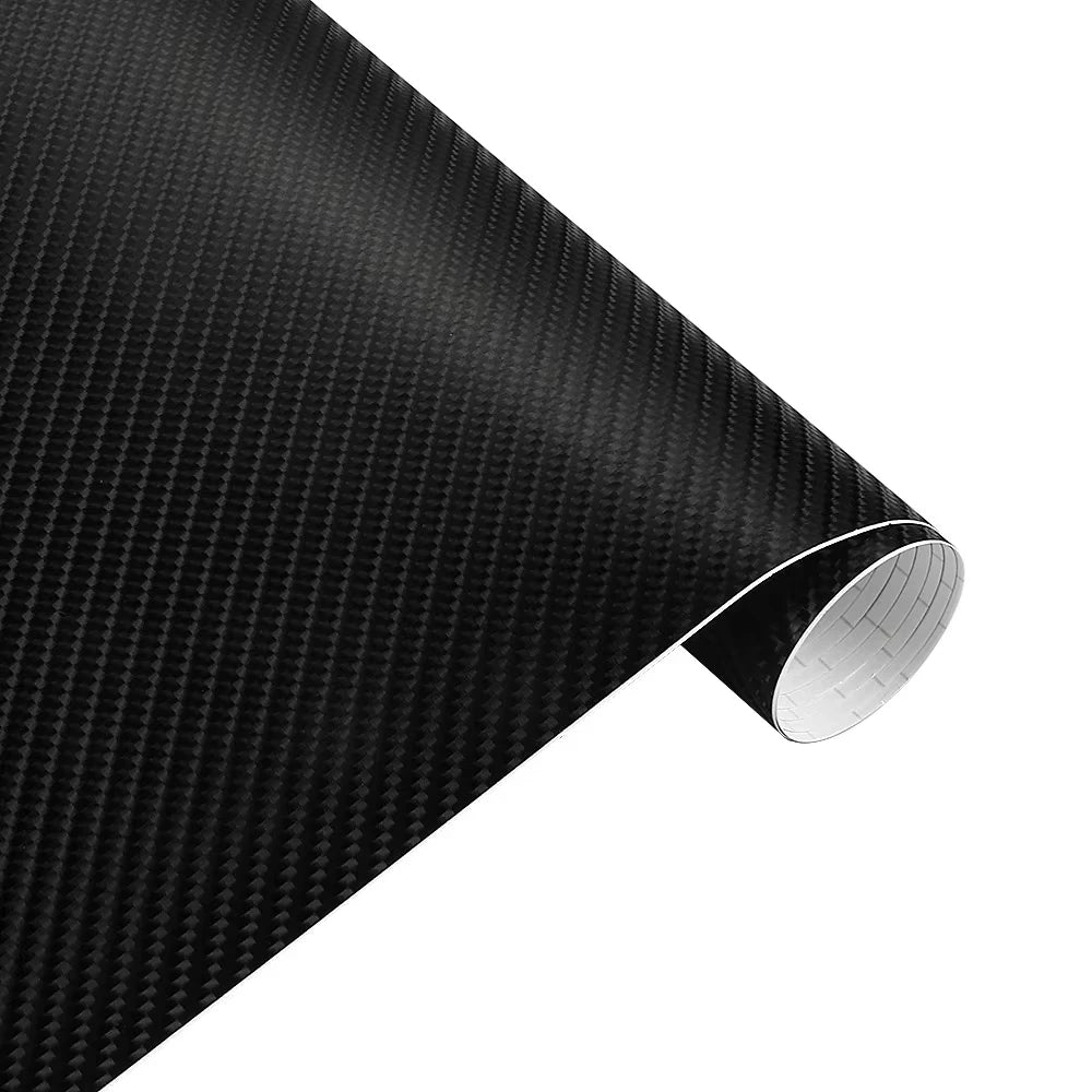 Black 4D Carbon Fiber Vinyl Film Car Styling Wrap Paper Roll, DIY Car Hood Roof Color Change Film, Car Accessories Sticker.