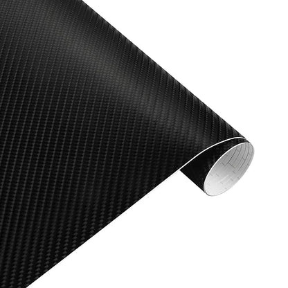 Black 4D Carbon Fiber Vinyl Film Car Styling Wrap Paper Roll, DIY Car Hood Roof Color Change Film, Car Accessories Sticker.