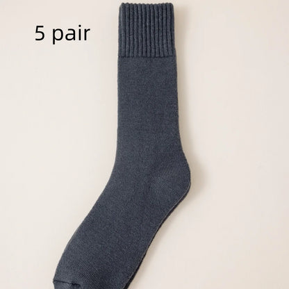 Winter Men's Merino Wool Long Socks Thick Warm Large Size High Quality Harajuku Retro Snow Casual Antifreeze Pure Cashmer 5 Pair