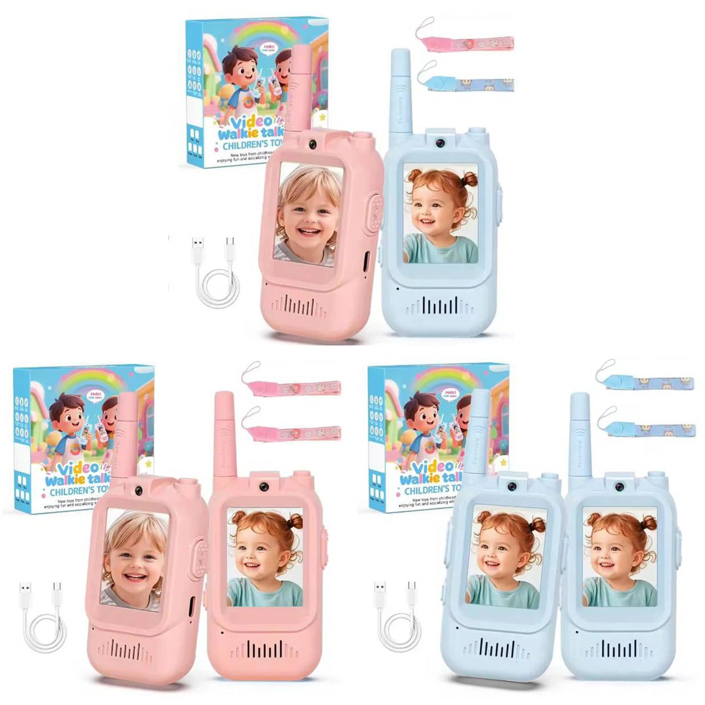 Kids Walkie Talkies with Video 2 Pack Rechargeable Kids Video Walkie Talkies for Boys Girls Indoor Play Camping Hiking