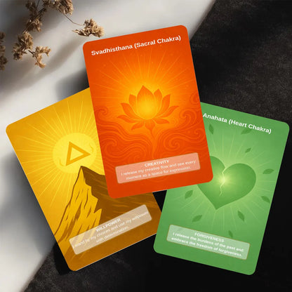 50 Card Deck Includes 1 Instructional Cards, Chakra Intention Oracle , Self-Connection & Energy Adjustment Practices