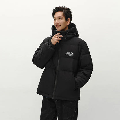 Semir Down Jacket Men Winter 80% Down Fill Loose Hooded Outerwear Textured Street Trendy Letter Printed Top Men'S Clothing
