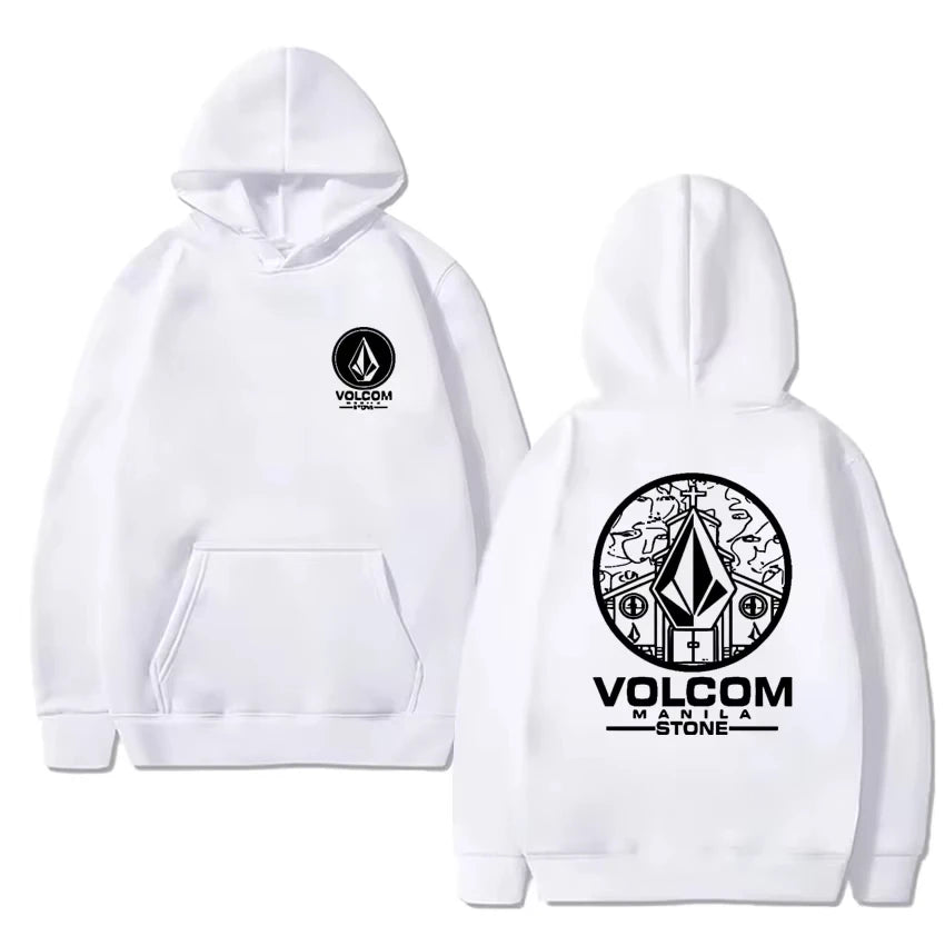 Volcom Stone Double Print Autumn Winter Warm Cotton street style Men's Fleece Hoodie Outdoor Commuter Men's Top High Elastic tos