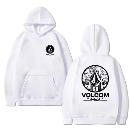 Volcom Stone Double Print Autumn Winter Warm Cotton street style Men's Fleece Hoodie Outdoor Commuter Men's Top High Elastic tos