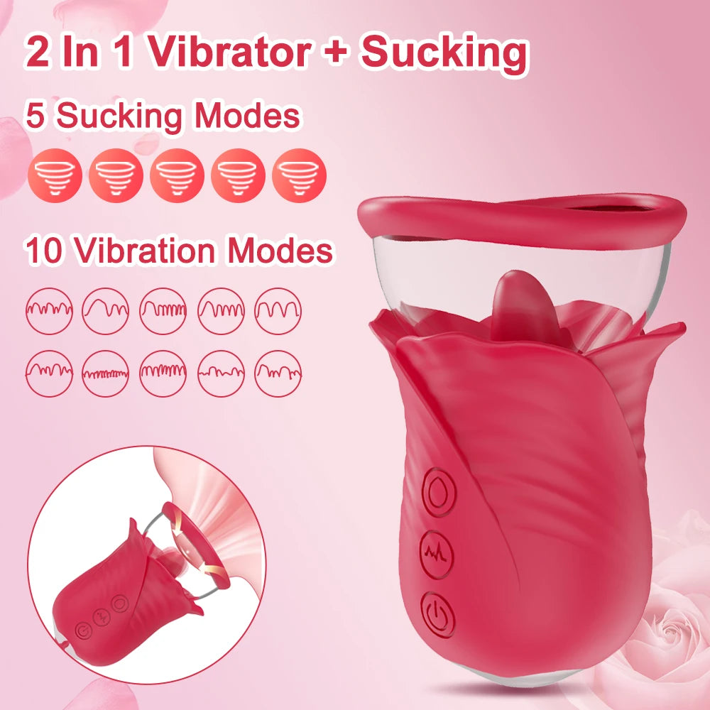 Rose-sucking Licking Vibrator Sex Toys Lick Clitoral for Women Suction Nipple Vagina Stimulator Orgasm Blowjob Female Adult Toys