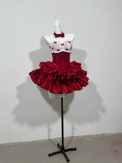 Red Tube Birthday Ready-to-wear Dresses High-end Princess Dress Temperament Celebrity Short Skirt Young Girl Boutique Costume