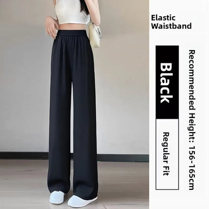 High Waist Straight Leg Suit Pants Women's Summer Thin Large Size Fat MM Hip Covering Slim Wide Leg Trousers Korean Style