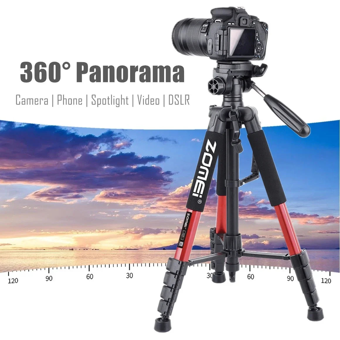 187cm/73.6in Tall Zomei Aluminum Alloy Portable Tripod for Camera DSLR Canon Nikon, 360 Degree Panorama Photography Phone Stand