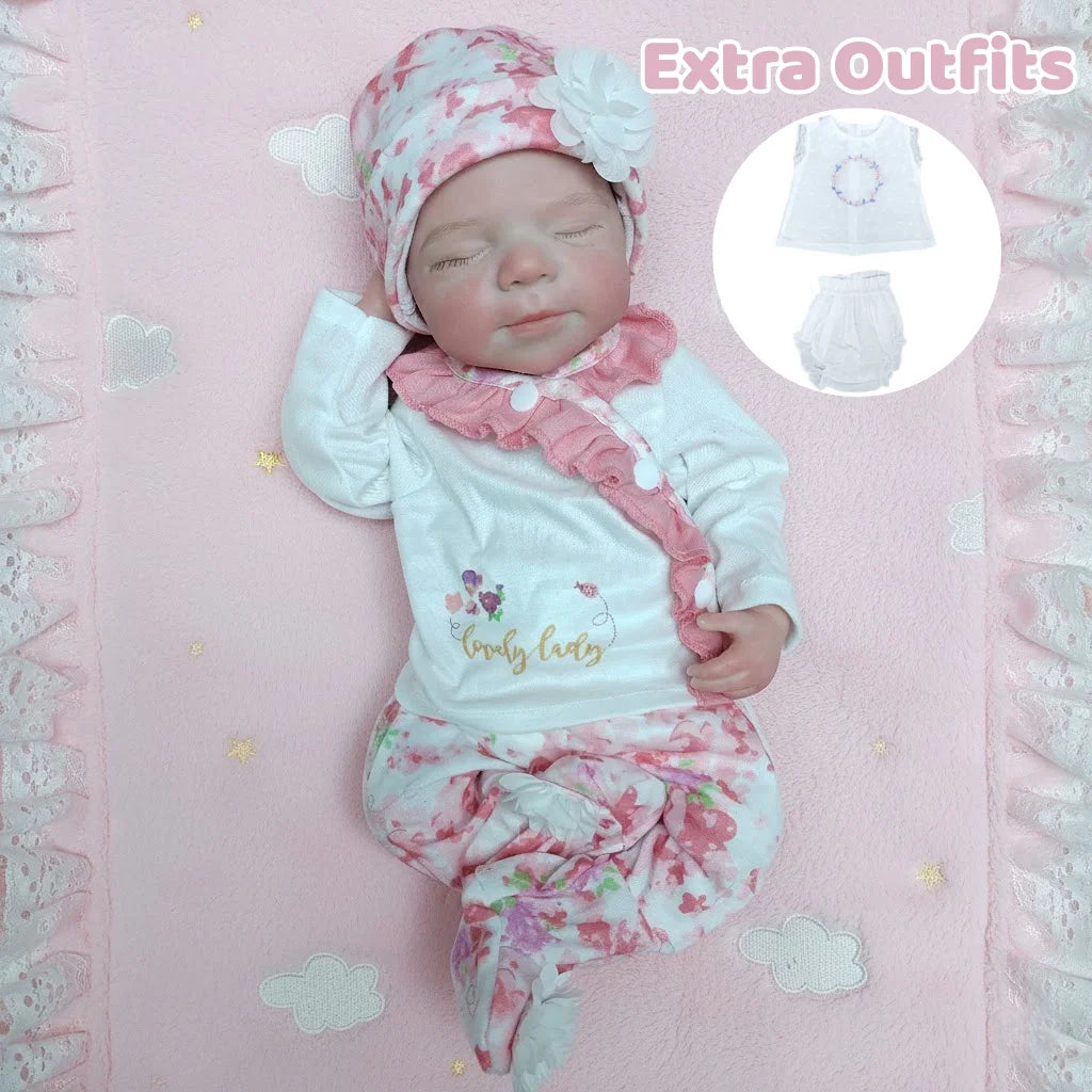 1PC / 2 Outfits 18Inch Open Mouth Pascale Soft Silicone Bebe Reborn Girl Doll With Painted Skin Washable bebe reborn de silicona