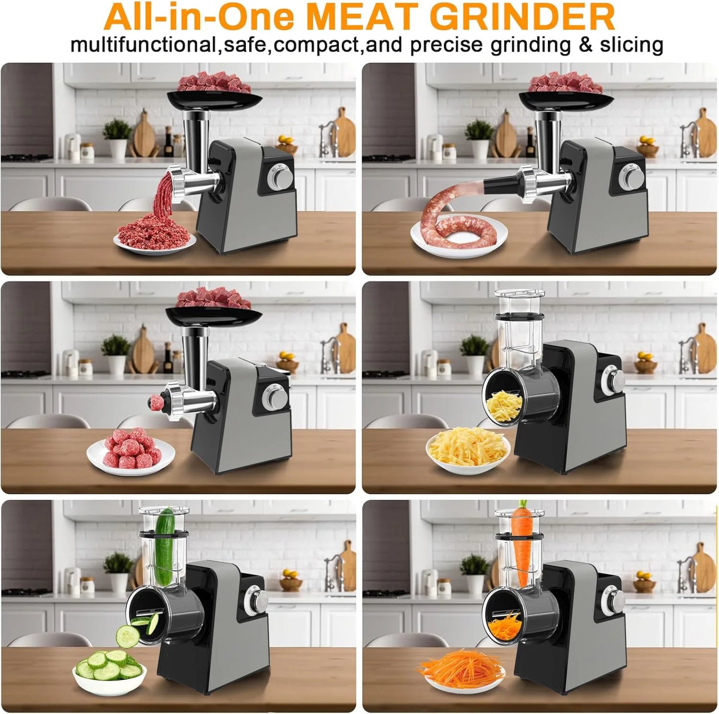 220V Meat Grinder Electric Meat Mincer Chopper Machine Multifunctional with Cutting Blade Sausage Stuffer Stainless Steel Cutter