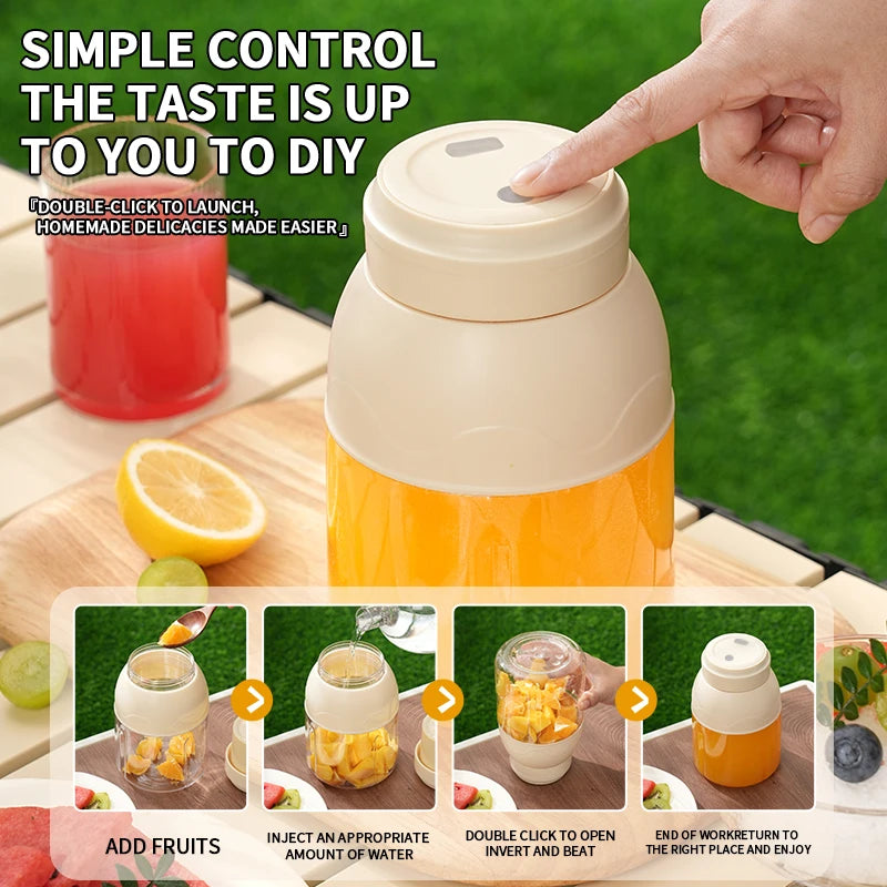 Electric fruit juice machine, juicer, portable milkshake machine, 800ml rechargeable fruit and vegetable juice machine
