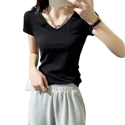 Summer Women's Slim Fit Short Sleeve T-Shirt Half Sleeve Base Shirt Versatile Base Layer Top Quality Polyester Fiber Commute ...