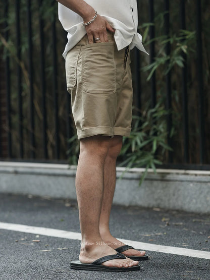 Non Stock USN Deck Utility Work Pants 12oz Cotton Jungle Cloth Vintage Military Style Men's Summer 4-Pocket Bermuda Shorts