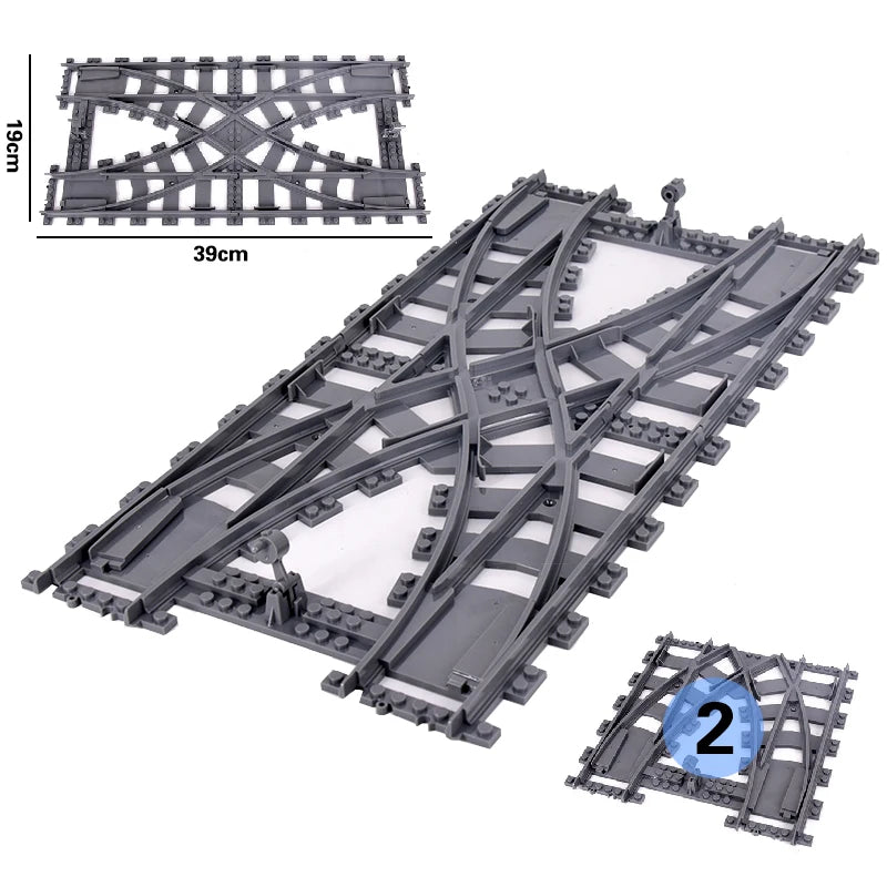 City Trains Flexible Tracks Forked Straight Curved Rails Switch Building Block Bricks High-Tech Creative Toys for kids gifts