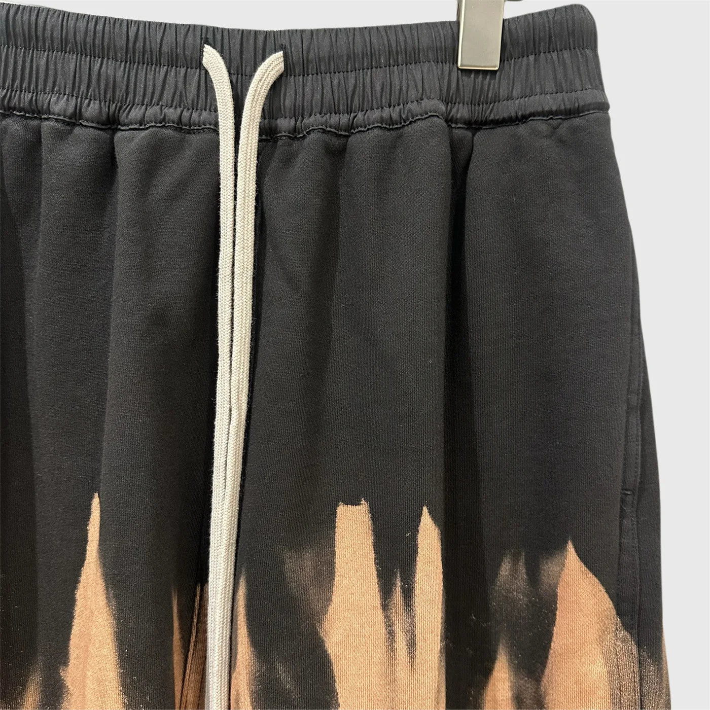Dark RO Style High Street Elastic Waist Men's Casual Shorts High Street Style Tie Dye Washed Frayed Shorts Hip-hop Style Shorts