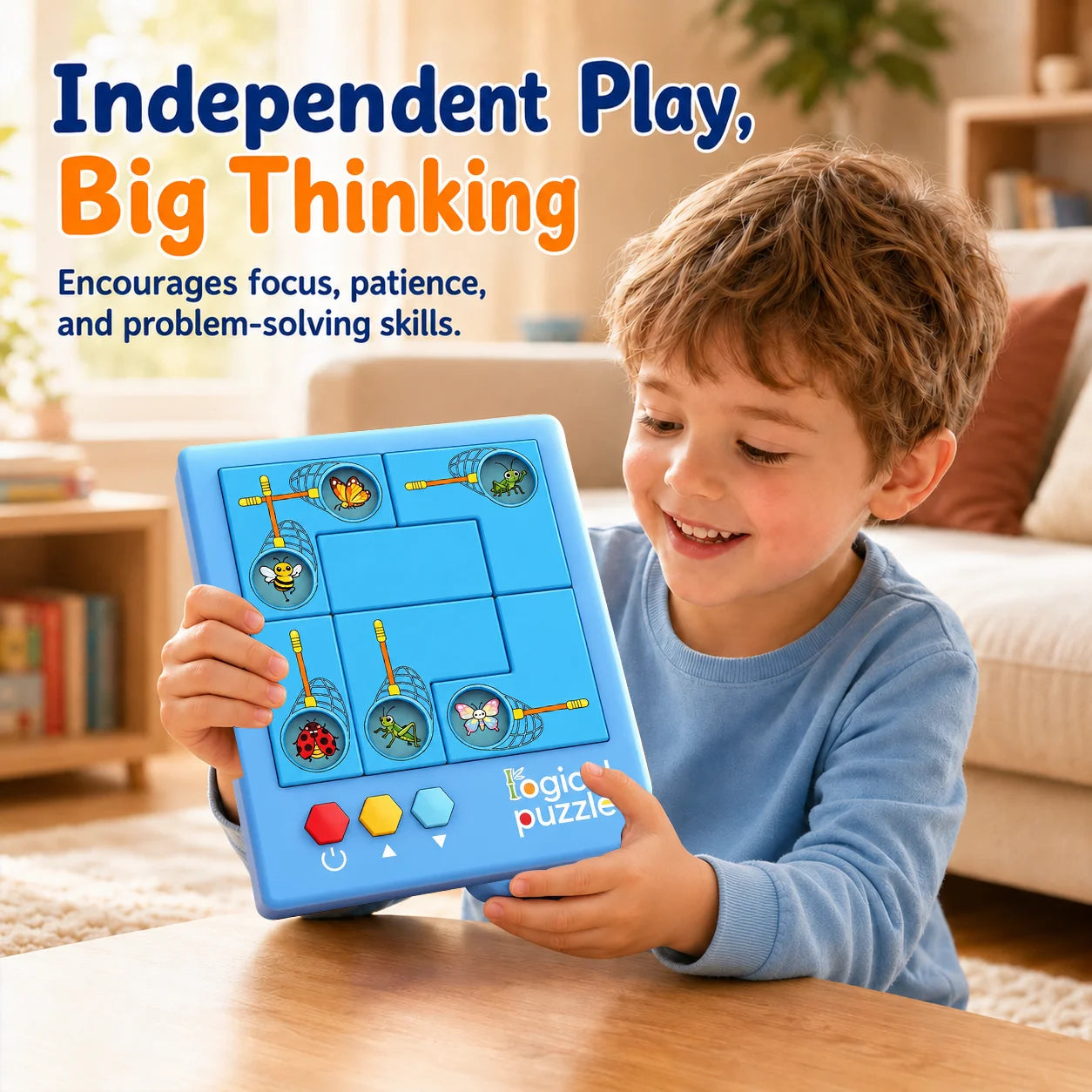 Catch The Bug Logical Sliding Puzzle, Kids Brain Teaser Educational Logic Training Desktop Game for Ages 4+