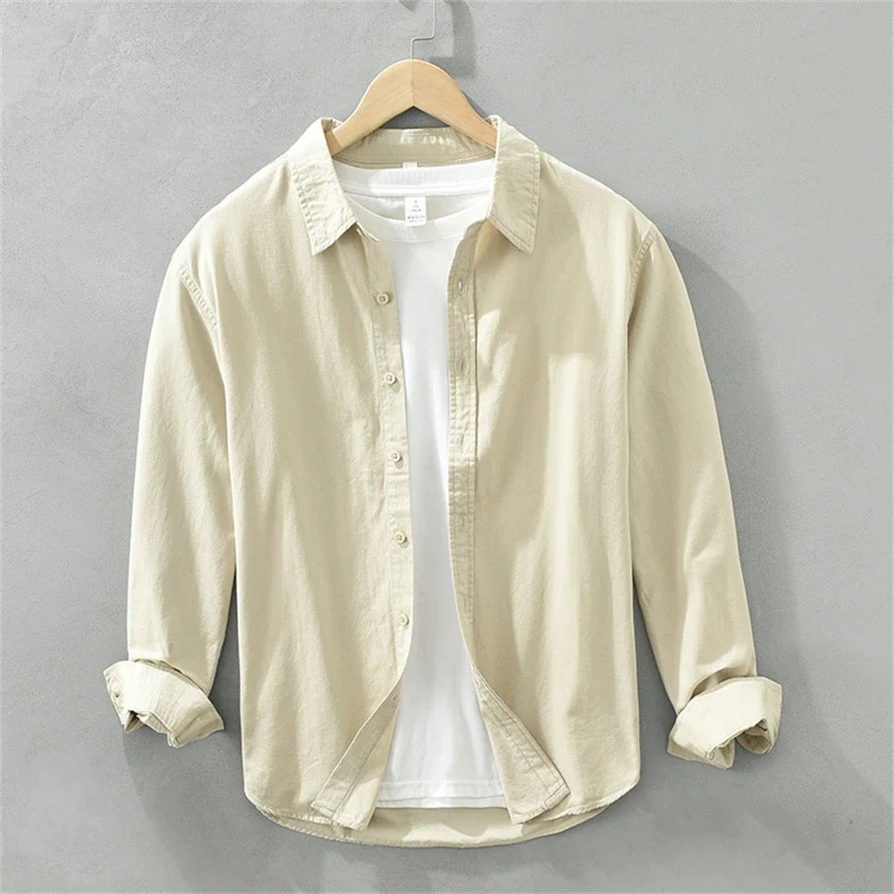 Mens long sleeve regular shirt Multi-color cotton plain shirt for Young men work tops Autumn men's clothing loose casual shirts
