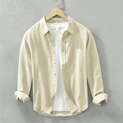 Mens long sleeve regular shirt Multi-color cotton plain shirt for Young men work tops Autumn men's clothing loose casual shirts