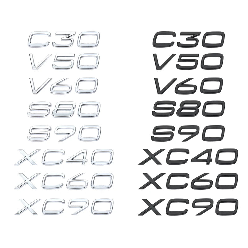 3d Black Car Trunk Letters For Volvo C30 V40 V50 V60 V90 S40 S60 S80 S90 XC40 XC60 XC90 Emblem Logo Badge Sticker Accessories