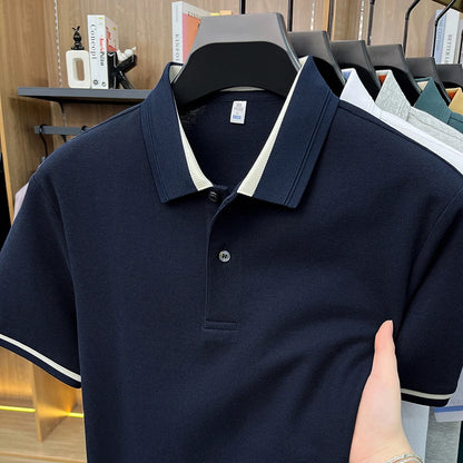 100% pure cotton men's polo shirts summer high-end comfort breathable short sleeve golf business stylish everyday essential top