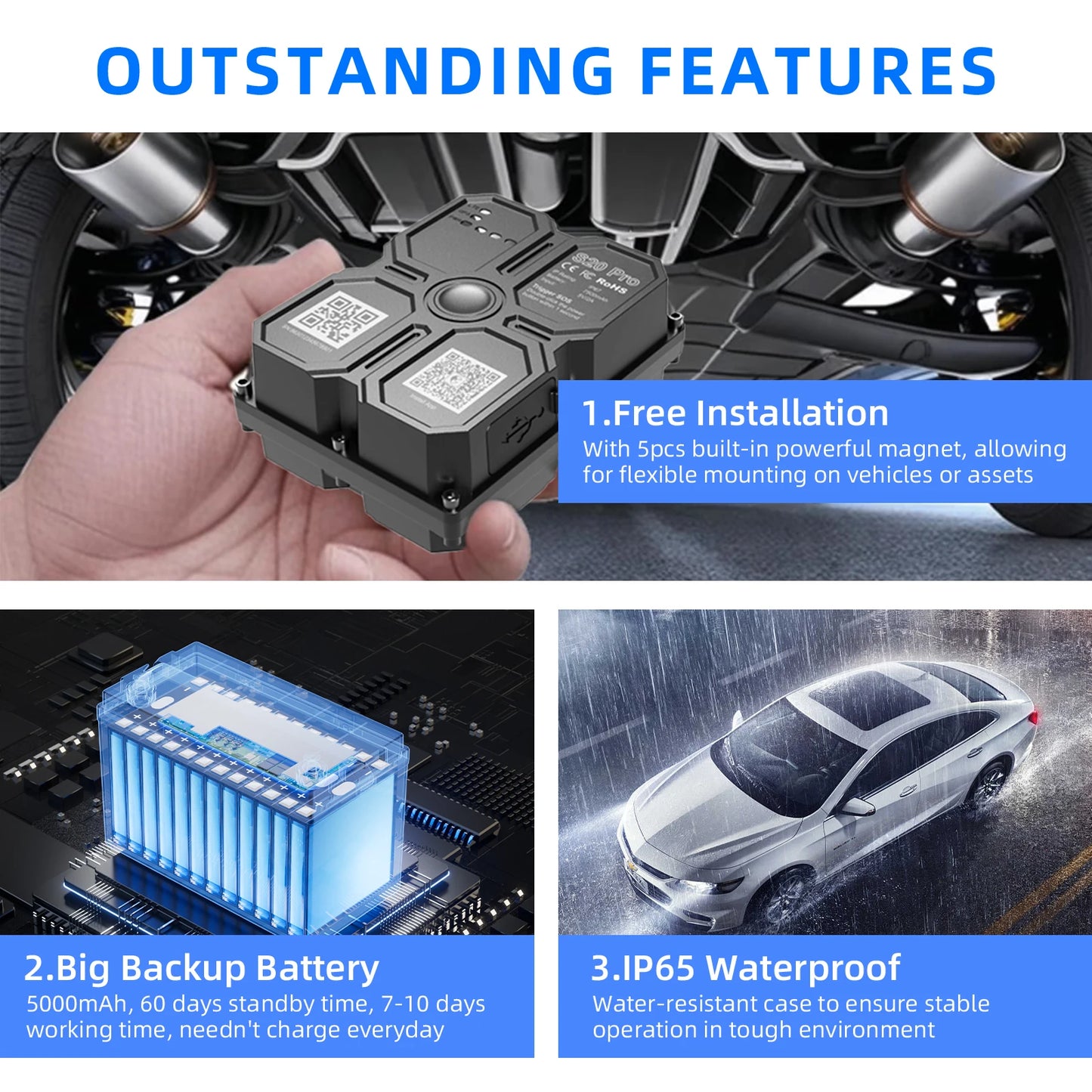 4G GPS Tracker Car Tracker Magnet 7500mAh GPS Tracker 4G GPS Locator Waterproof Vehicle  Long Standby Battery Real Time Position
