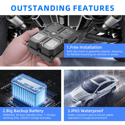 4G GPS Tracker Car Tracker Magnet 7500mAh GPS Tracker 4G GPS Locator Waterproof Vehicle  Long Standby Battery Real Time Position