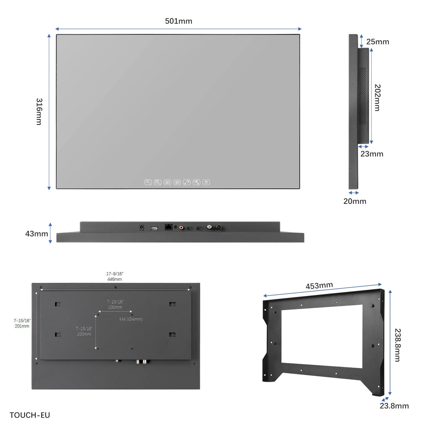 Souria 22 inches Touchscreen Android Smart Mirror LED Television for Bathroom SPA FHD DTV Tuner DVB ATSC Kitchen