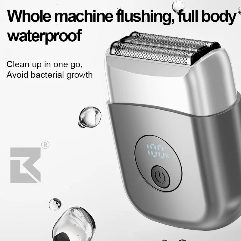 Electric Foil Shaver Portable Travel Razor for Men Rechargeable LED Display Face Shaving Beard Trimmer Cordless