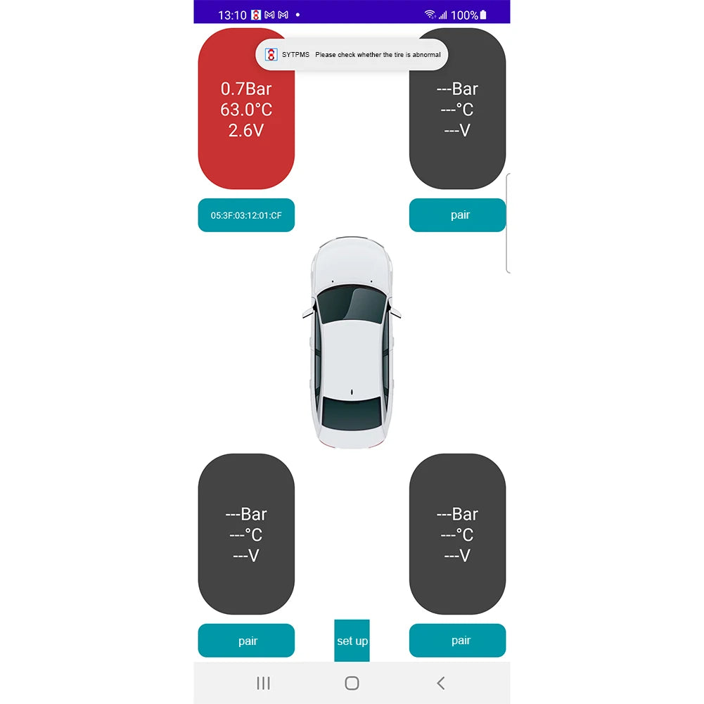 Bluetooth-compatible Tire Pressure Monitor System Mobile Phone Display Auto Motorcycle Tire Pressure Detection
