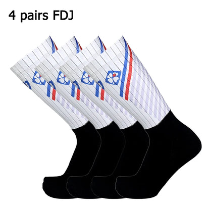 4 pairs of sports multi style anti slip breathable silicone men's and women's outdoor cycling running socks