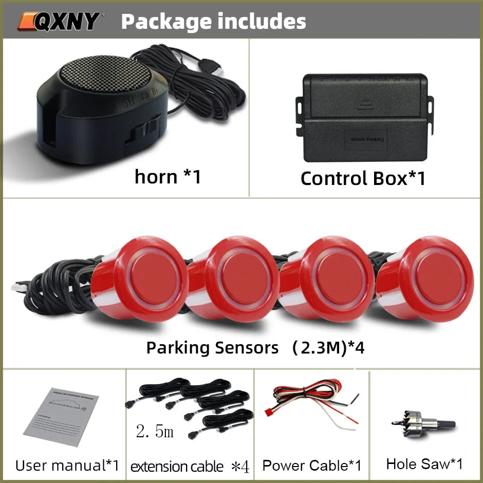 Professional Front Parking Sensor Kit Auto Parktronic Vehicle Assistant System Buzzer Alarm Volume Can be Adjusted Universal