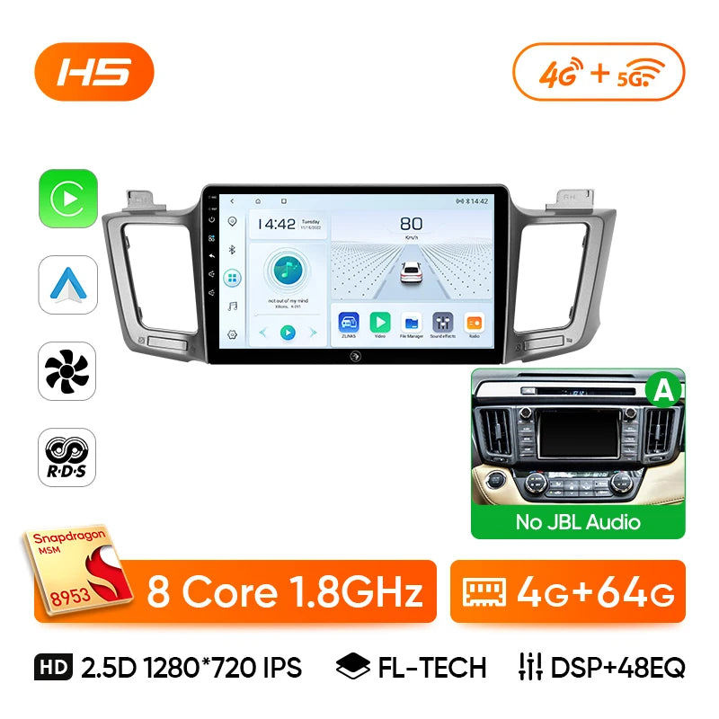Ainavi Car Radio For Toyota RAV4 2012 2013 2015 2016 2017 2018 2019 XA40 Carplay Android Auto Car Multimedia HDMI DSP 48EQ 2 DIN
