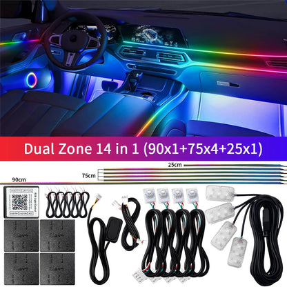 2024 Car Ambient Lights Kits Interior 213 64 Color RGB Symphony Streamer Bluetooth Rainbow Acrylic Strips Atmosphere Lamp By App