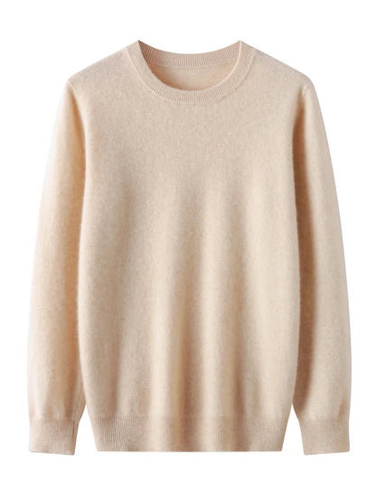 Autumn Winter Men O-neck 100% Merino Wool Pullover Cashmere Sweater Basic Casual Bottom Business Knitwear Soft Warm Clothing