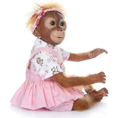 50cm Lifelike Monkey Doll Silicone Vinyl Reborn Baby Ape Newborn Like Real Orangutan Toddler Realistic Babies Dolls Kids Toy
